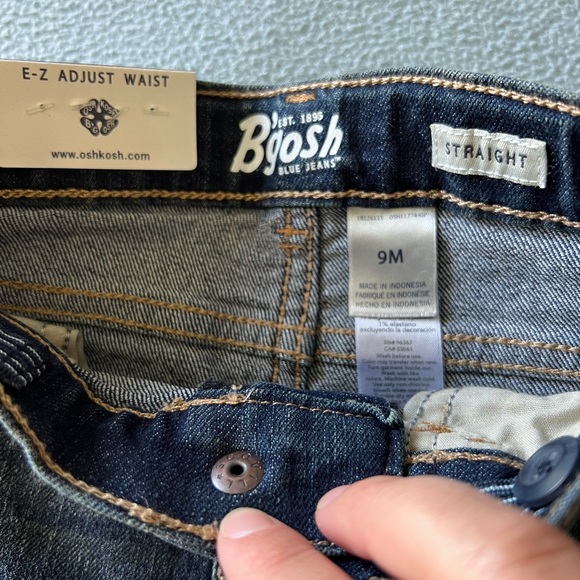 OshKosh B’gosh 9 month boy girl baby straight jeans NWT clip on button - Picture 4 of 7